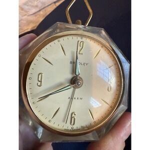 Vintage Bradley Wind Up Alarm Clock Runs Clear Faceted Lucite Germany  MCM